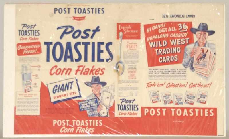 Appraisal: Hopalong Cassidy Post Toasties Cereal Wrapper Very scarce Mounted on