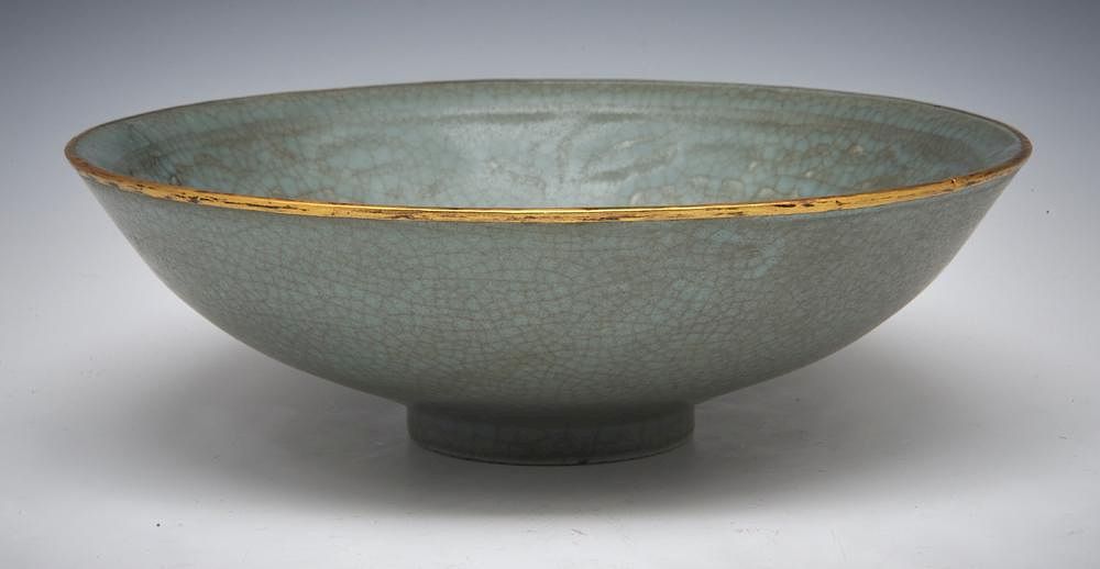 Appraisal: Chinese Longquan Guan-Type Lotus Bowl Chinese Longquan Guan-Type Lotus Bowl