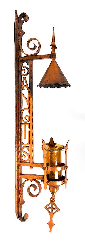 Appraisal: A Continental Wrought Copper Sanctuary Lantern Height inches A Continental