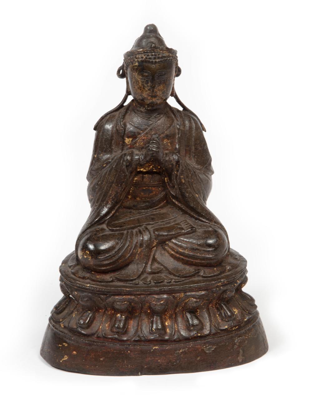 Appraisal: CHINESE LACQUERED BRONZE FIGURE OF A BODHISATTVAChinese Lacquered Bronze Figure