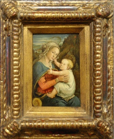 Appraisal: - Small oil on board painting of the Madonna and