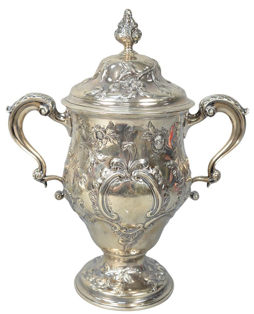 Appraisal: English Silver Two Handled Cup with cover and overall embossed