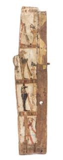 Appraisal: An Egyptian Painted Wood Fragment Height x width inches An