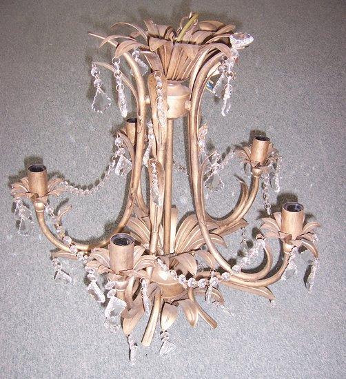 Appraisal: A cut glass and gilt painted metal chandelier cm high