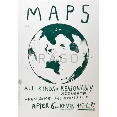 Appraisal: David Rathman American b Three works of art Maps Screenprint