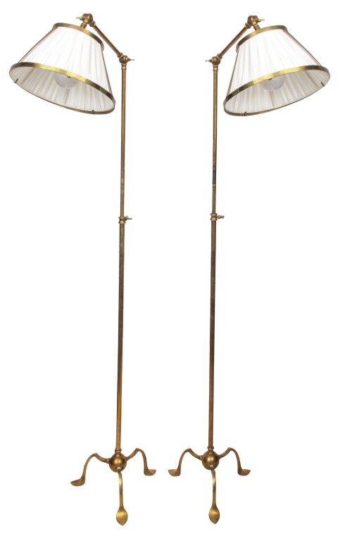 Appraisal: PAOLO MOSCHINO ITALIAN BRASS FLOOR LAMPS PAIR Pair of Paolo