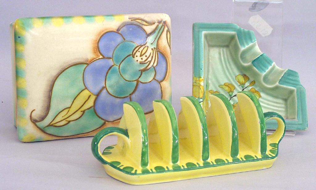 Appraisal: Carlton Ware - green and yellow glaze toast rack pattern