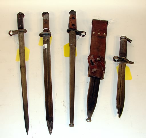 Appraisal: Lot consisting of four European Scandanavian military bayonets two with