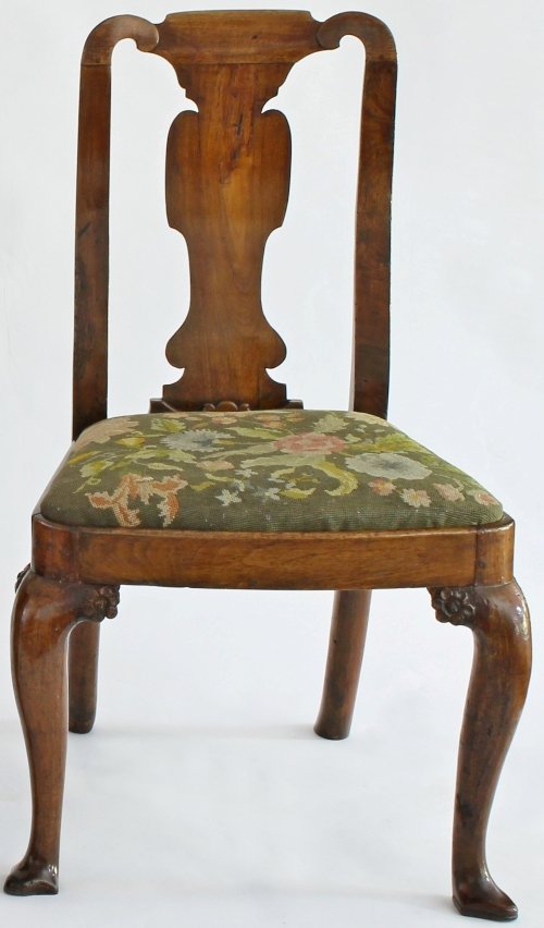 Appraisal: A George I walnut chair with vase shaped splat and