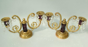 Appraisal: A pair of th century twin branch gilt metal and