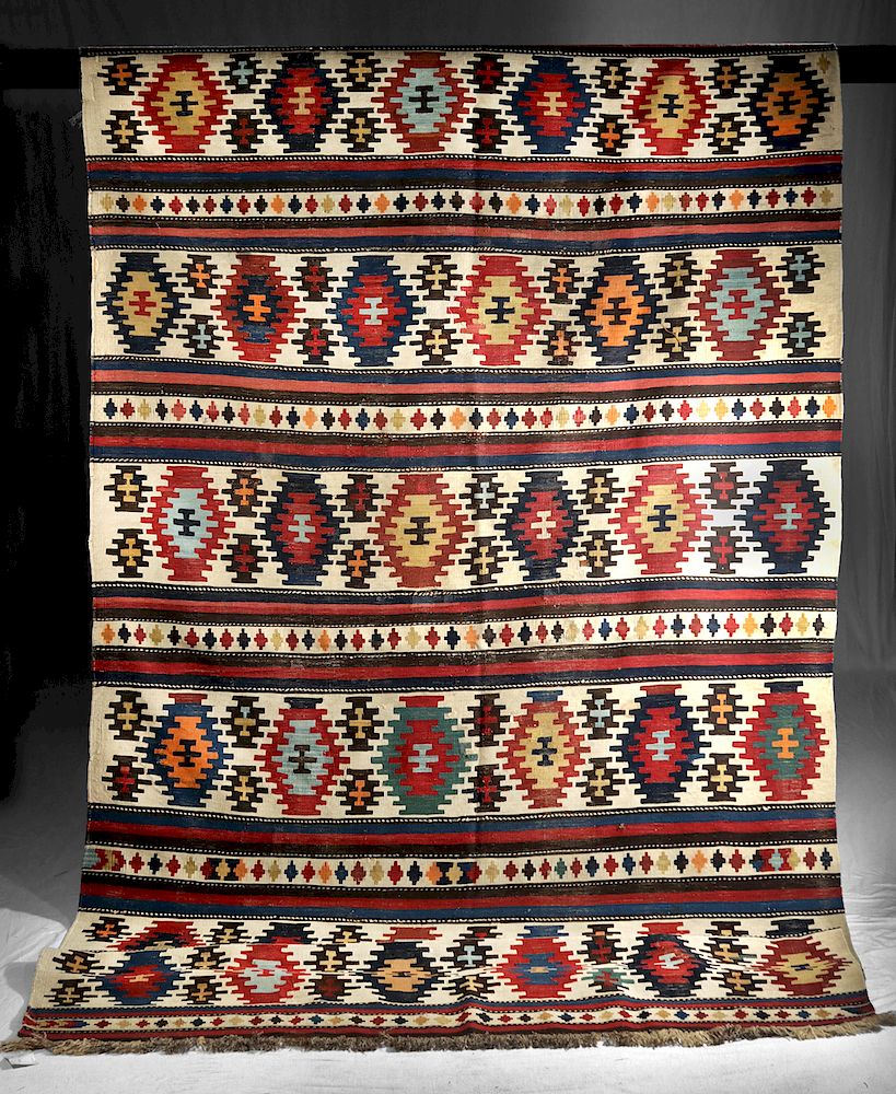 Appraisal: th C Azerbaijani Shirvan Textile Kilim Rug Central Asia Azerbaijan