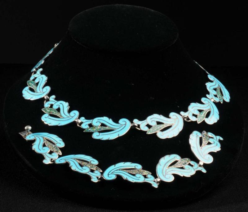 Appraisal: Signed M Arias Parure Set Description Includes sterling and enamel