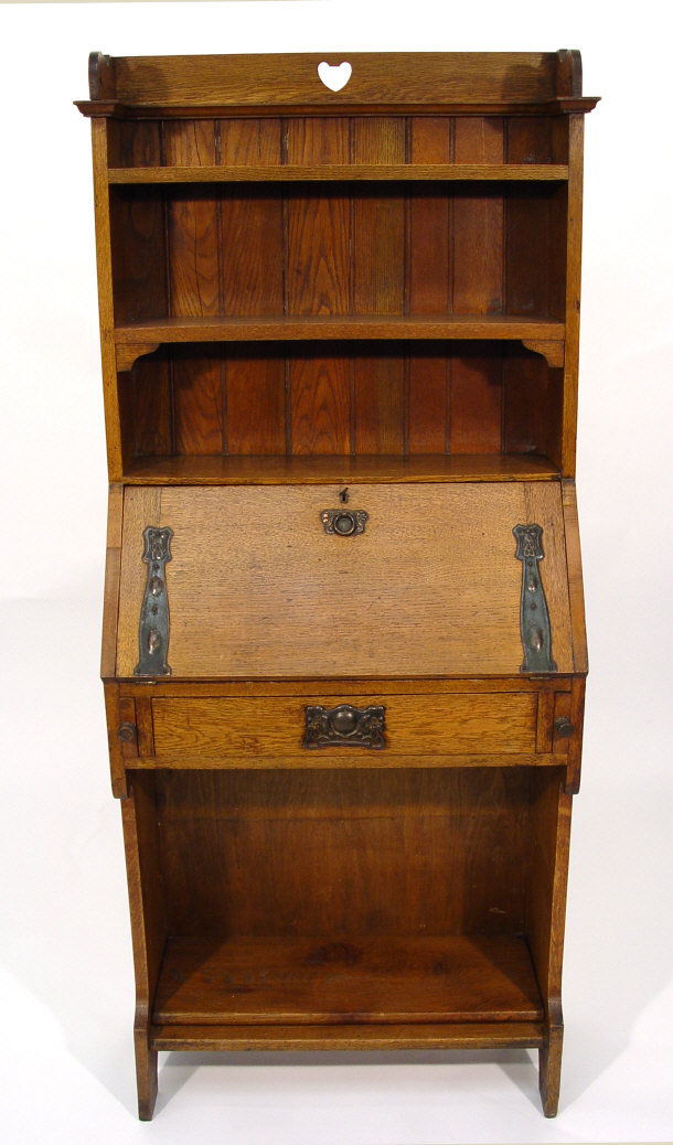 Appraisal: Oak Arts and Crafts bureau bookcase with three open shelves