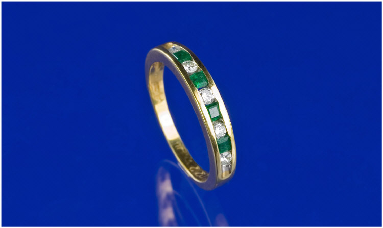 Appraisal: ct Gold Diamond And Emerald Eternity Ring Set With Round