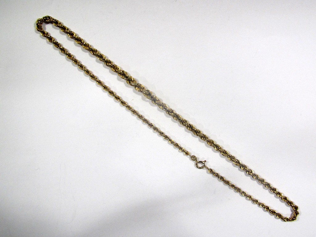 Appraisal: Nine carat gold rope twist neck chain Approximately cm gms