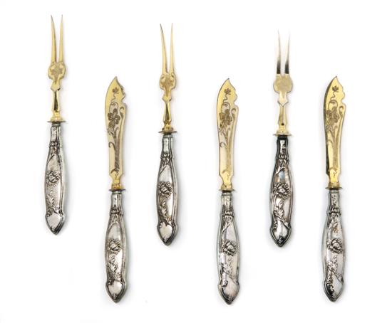 Appraisal: A German Silver Fruit Set Length of largest inches