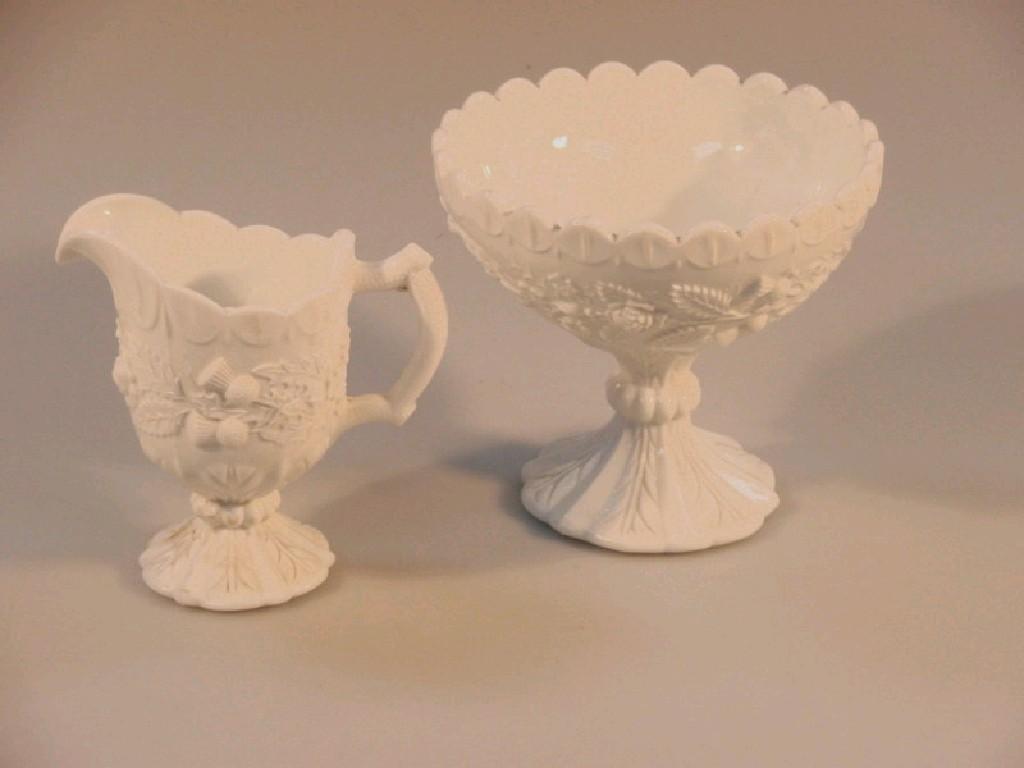 Appraisal: A Sowerby opaque white press glass pedestal sugar bowl and