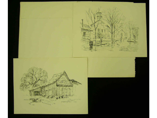 Appraisal: C Curry Bohm IN - Brown County Sketches containing two