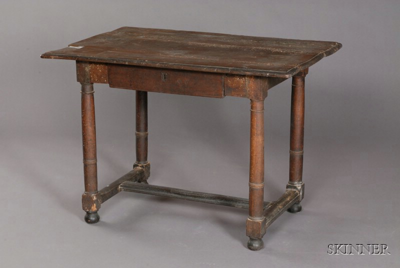 Appraisal: Italian Provincial Baroque Walnut Side Table early th century rectangular