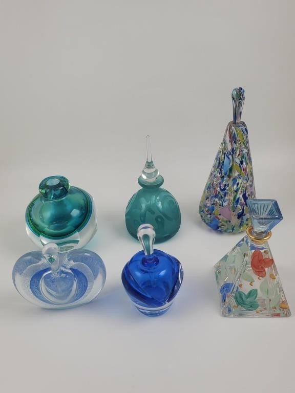 Appraisal: Lot of six different blown glass perfume bottles Various makers