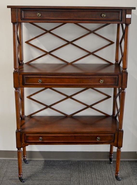 Appraisal: Contemporary etagere with three drawers ht in wd in Contemporary