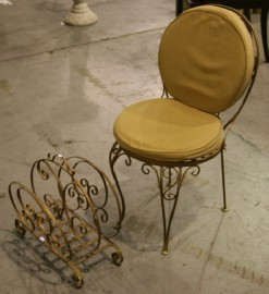 Appraisal: A quantity of gold painted iron furniture comprising a glass