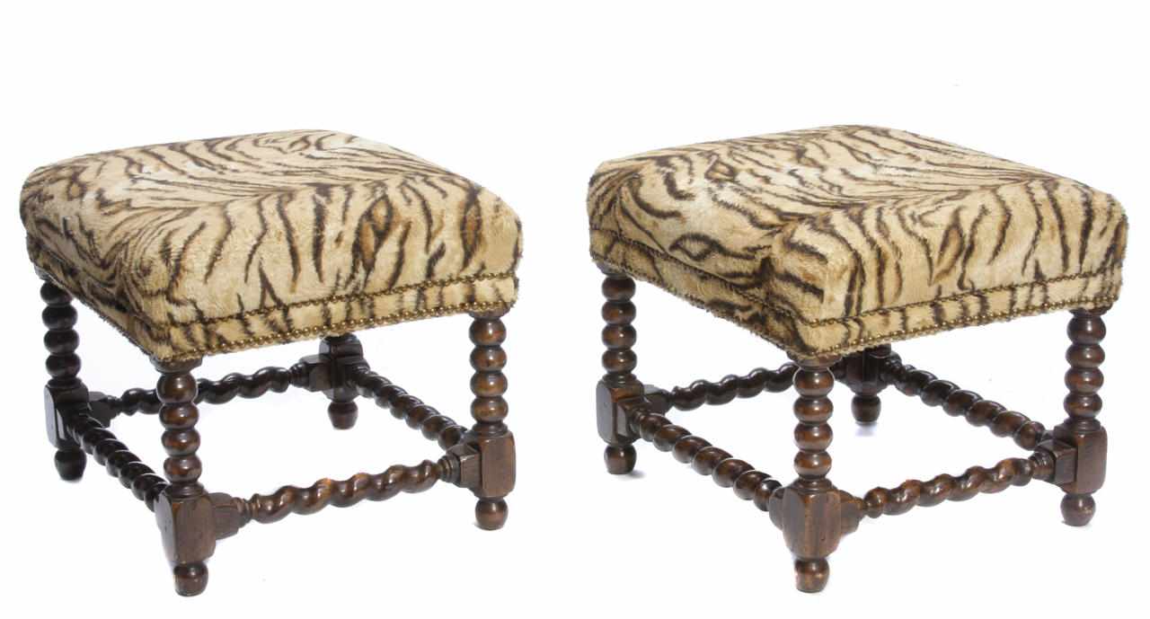 Appraisal: A pair of William and Mary style turned oak stools