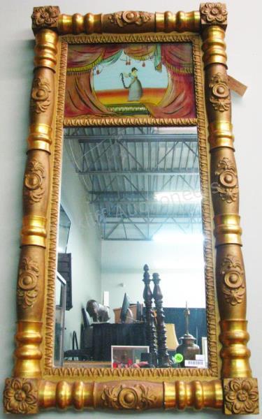 Appraisal: A vintage Trumeau mirror with carved framed reverse-painted on glass