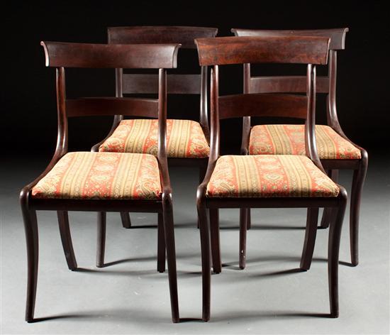 Appraisal: Four American Classical mahogany klismos side chairs New England circa