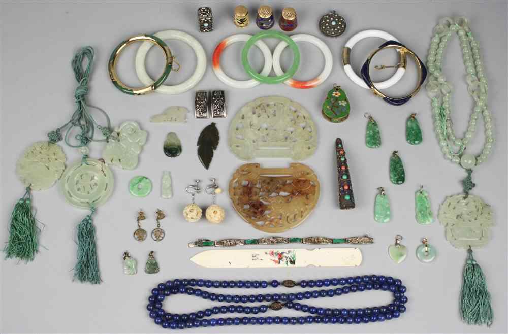 Appraisal: COLLECTION OF CHINESE JEWELRY TH TH CENTURY including carvings bracelets