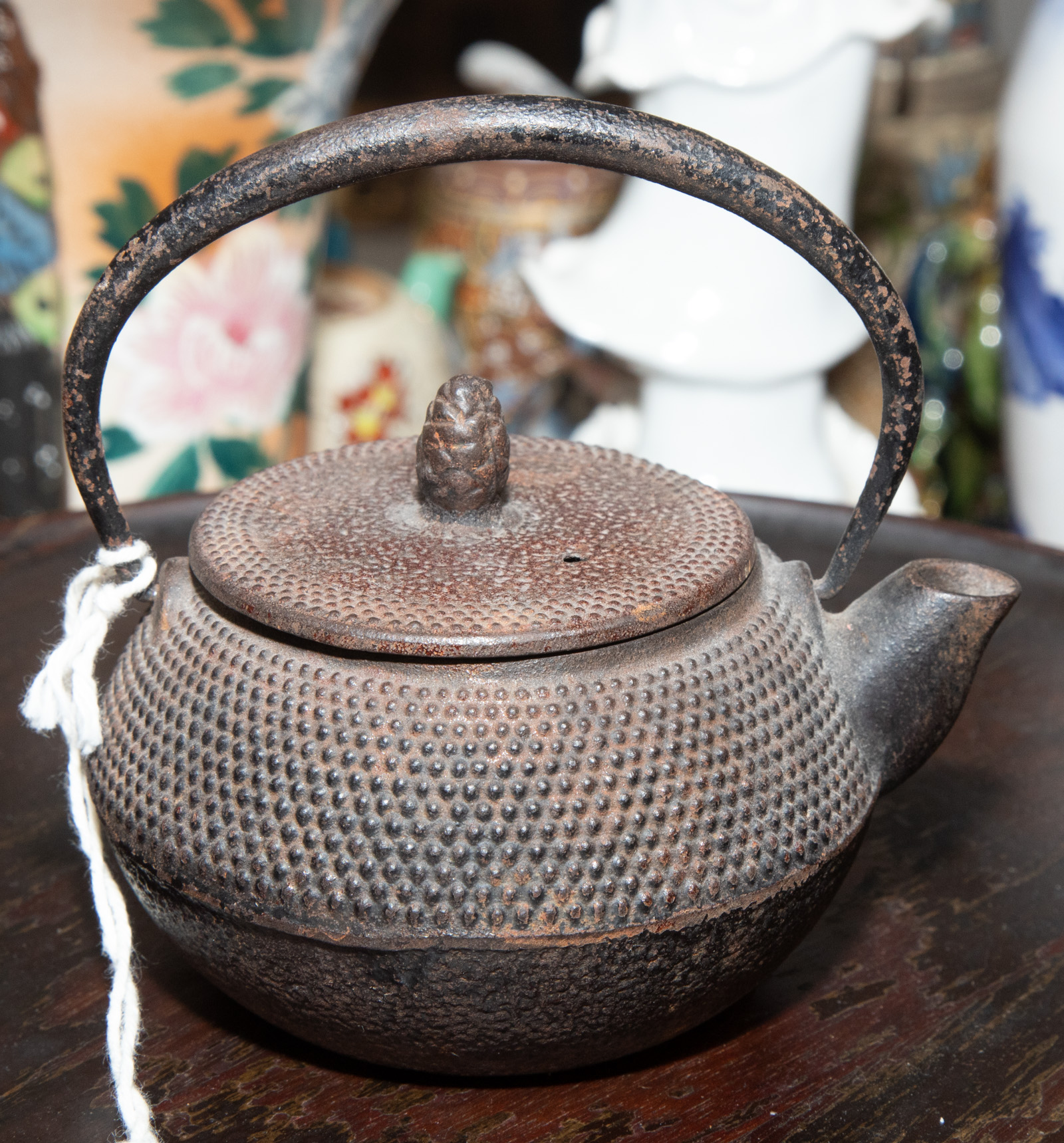 Appraisal: JAPANESE CAST IRON SAKE KETTLE th century in H