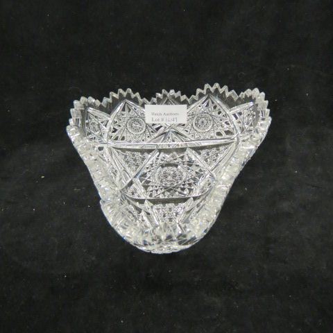 Appraisal: Cut Glass Triangular Dish brilliant period hobstars cane