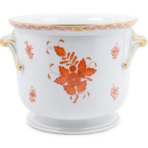 Appraisal: A Herend Porcelain Chinese Bouquet Rust Cache Pot Height x