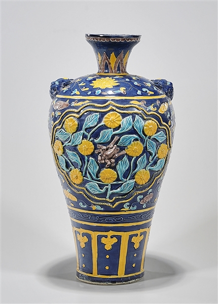 Appraisal: Chinese enameled porcelain vase green glaze with blue and yellow