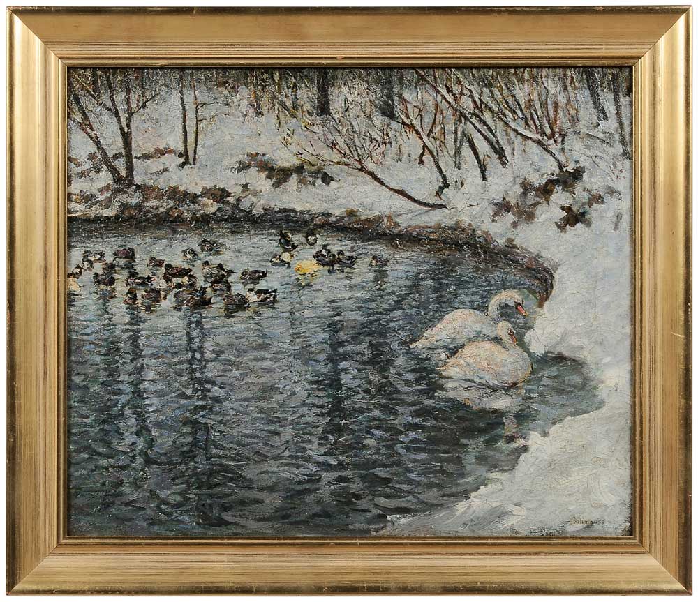 Appraisal: Peter Schmauss New York - Ducks and Swans on Pond