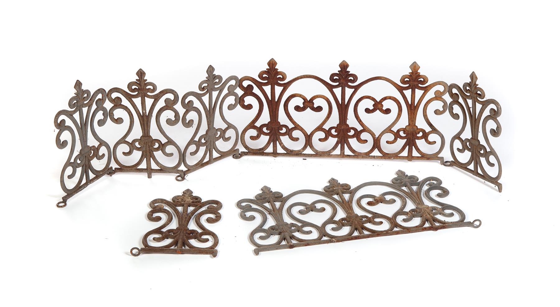 Appraisal: TWENTY-FOUR SECTIONS OF VICTORIAN CAST IRON GARDEN BED FENCING American