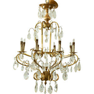 Appraisal: A Louis XV Style Gilt Metal and Cut Glass Six-Light