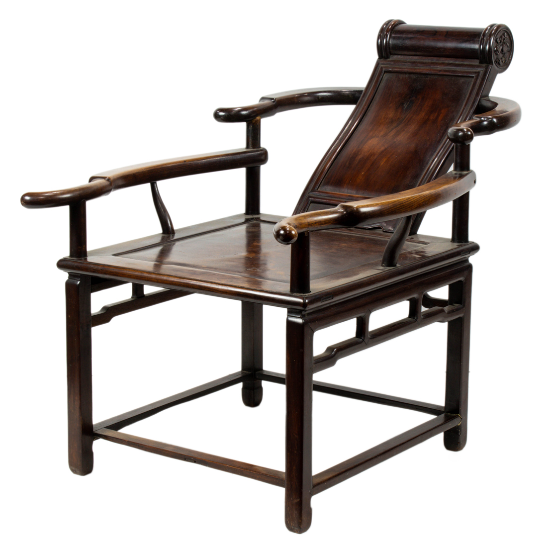 Appraisal: CHINESE HARDWOOD MOON GAZING CHAIR Chinese hardwood moon gazing chair