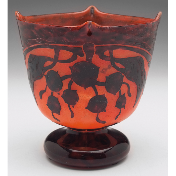 Appraisal: Le Verre Francais vase footed shape with a cameoorganic design