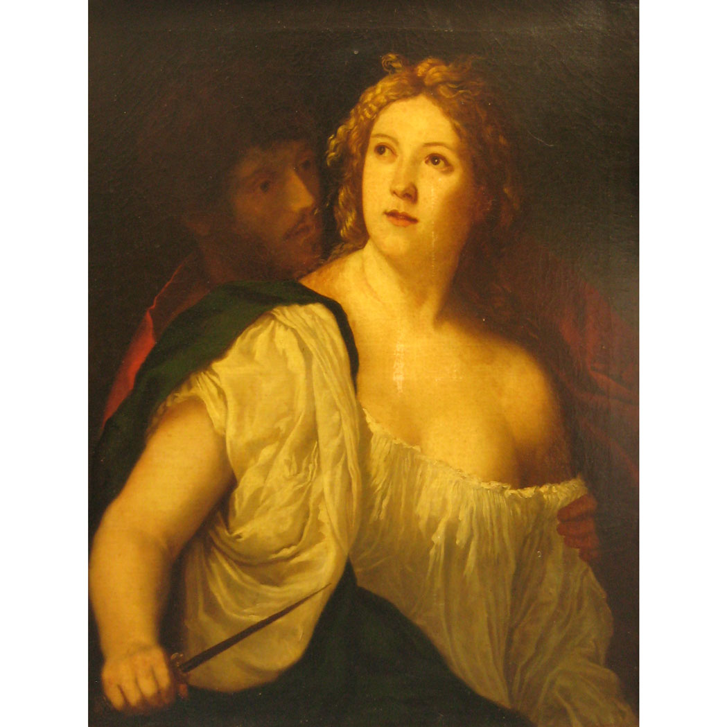 Appraisal: Manner of Palma Vecchio Tarquin and Lucretia Oil on canvas