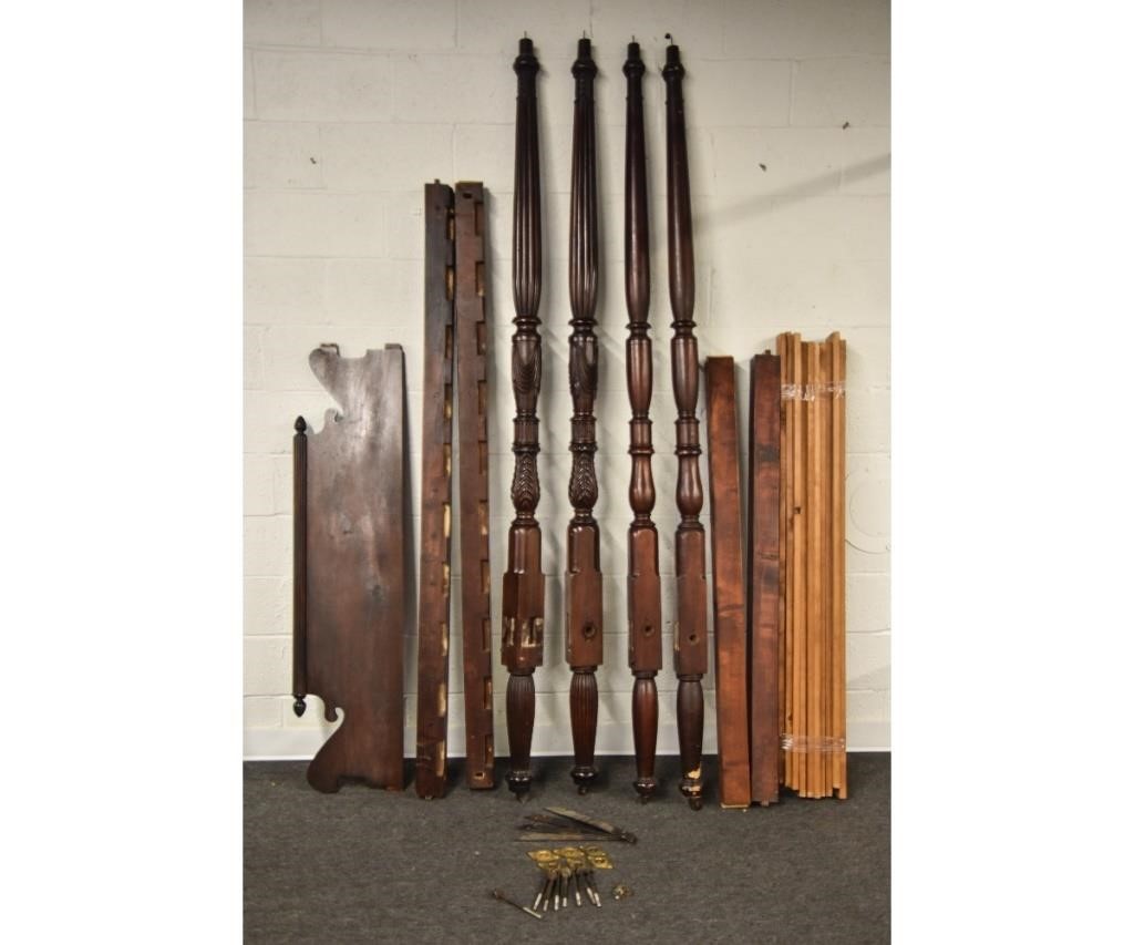 Appraisal: Georgian Sheraton mahogany tester bed foot boards with finely carved