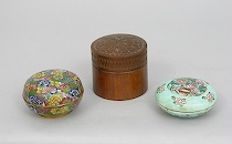 Appraisal: Three Lidded Boxes ca th Century Lot includes one round