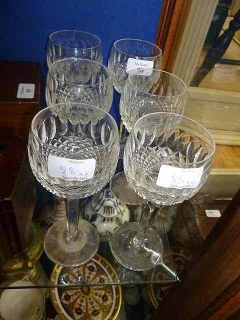 Appraisal: A SET OF SIX WATERFORD CRYSTAL HOCK TYPE WINE GLASSES