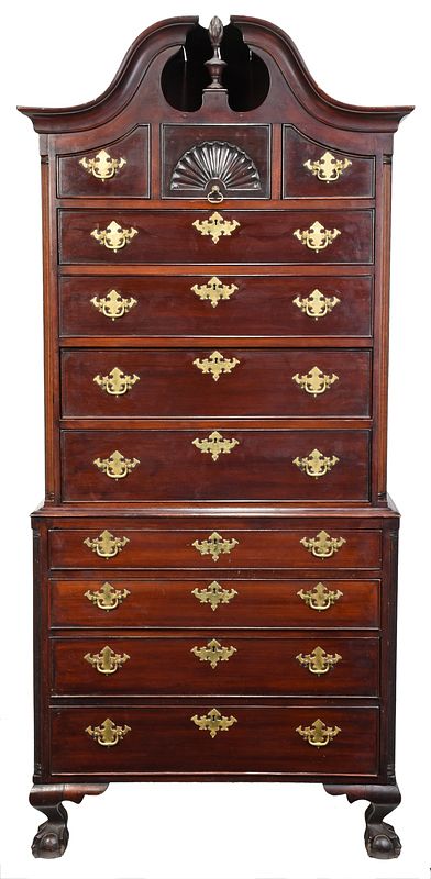 Appraisal: Boston Chippendale Style Mahogany Chest on Chest incorporating some early