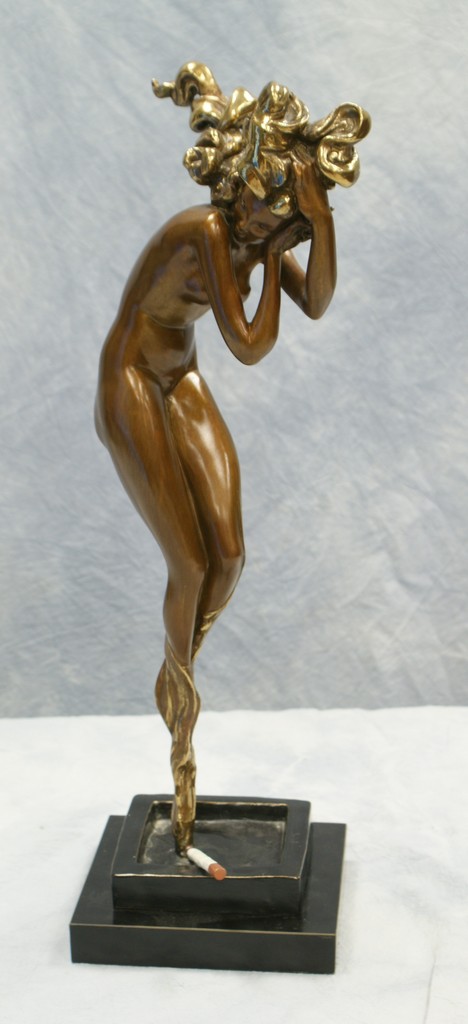 Appraisal: After Louis Icart bronze sculpture of a nude square stepped