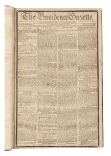 Appraisal: NEWSPAPERS The Providence Gazette Volumes XXXVII NEWSPAPERS The Providence Gazette