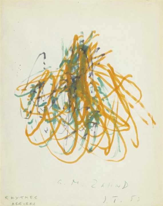 Appraisal: TINGUELY JEAN Fribourg - Bern Metamatic drawing Inscribed Rhythmes aeriens