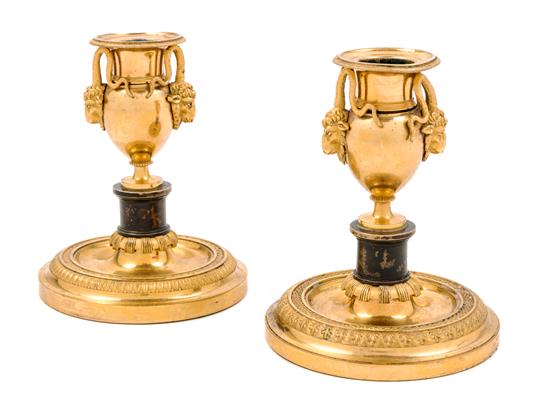 Appraisal: Sale Lot A Pair of Empire Gilt Bronze Candlesticks each