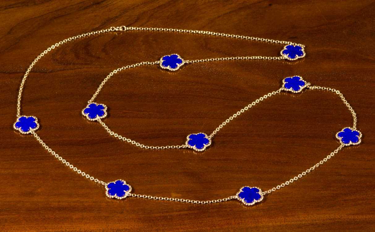 Appraisal: LAPIS LAZULI AND EIGHTEEN KARAT GOLD NECKLACE The - inch