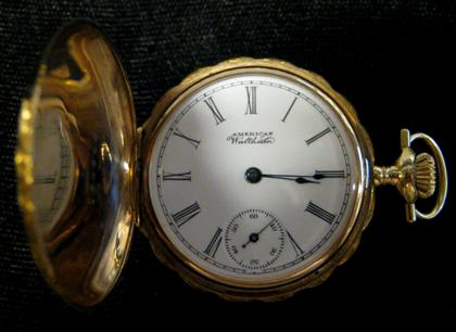 Appraisal: Lady's karat yellow and rose gold hunting case pocket watchwaltham